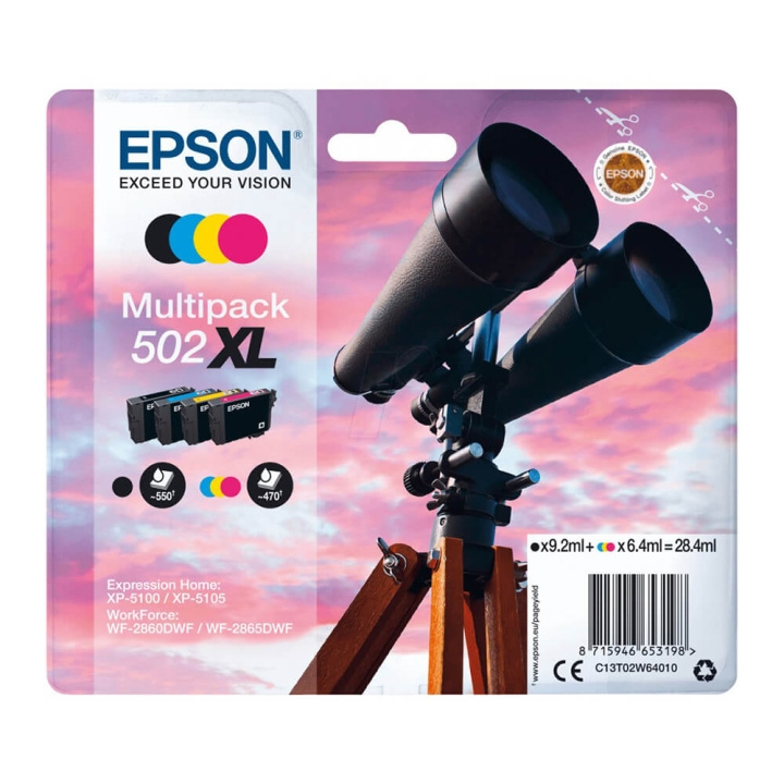 EPSON Bläck C13T02W64010 502XL Multipack, Binoculars i gruppen DATORER & KRINGUTRUSTNING / Skrivare & Tillbehör / Bläck & Toner / Bläckpatroner / Epson hos TP E-commerce Nordic AB (C26689)