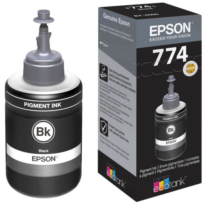 EPSON Bläck C13T774140 774 Svart Ecotank i gruppen DATORER & KRINGUTRUSTNING / Skrivare & Tillbehör / Bläck & Toner / Bläckpatroner / Epson hos TP E-commerce Nordic AB (C26720)