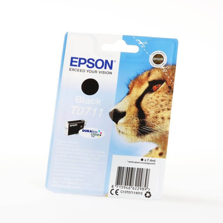 EPSON Bläck C13T07114012 T0711 Svart, Gepard i gruppen DATORER & KRINGUTRUSTNING / Skrivare & Tillbehör / Bläck & Toner / Bläckpatroner / Epson hos TP E-commerce Nordic AB (C26740)