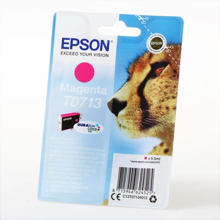 EPSON Bläck C13T07134012 T0713 Magenta, Gepard i gruppen DATORER & KRINGUTRUSTNING / Skrivare & Tillbehör / Bläck & Toner / Bläckpatroner / Epson hos TP E-commerce Nordic AB (C26742)