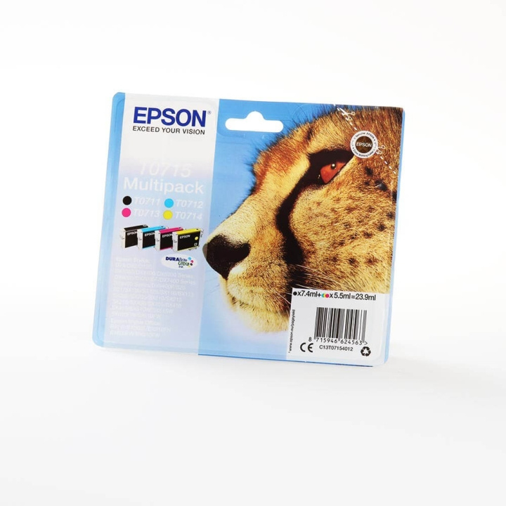 EPSON Bläck C13T07154012 T0715 Multipack, Gepard i gruppen DATORER & KRINGUTRUSTNING / Skrivare & Tillbehör / Bläck & Toner / Bläckpatroner / Epson hos TP E-commerce Nordic AB (C26744)