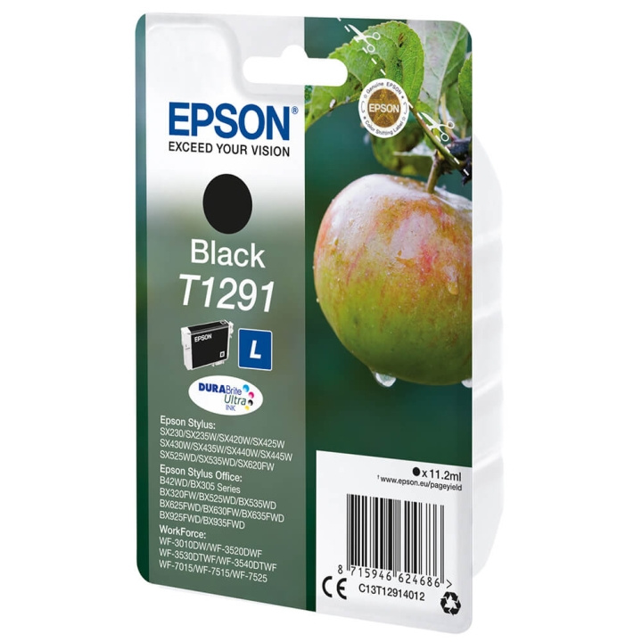 EPSON Bläck C13T12914012 T1291 Svart, Äpple i gruppen DATORER & KRINGUTRUSTNING / Skrivare & Tillbehör / Bläck & Toner / Bläckpatroner / Epson hos TP E-commerce Nordic AB (C26753)