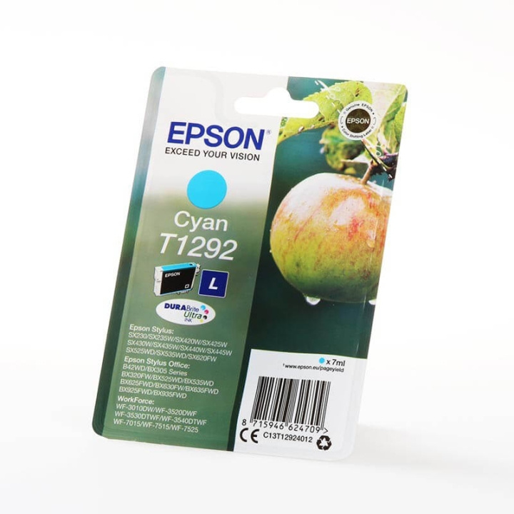 EPSON Bläck C13T12924012 T1292 Cyan, Äpple i gruppen DATORER & KRINGUTRUSTNING / Skrivare & Tillbehör / Bläck & Toner / Bläckpatroner / Epson hos TP E-commerce Nordic AB (C26754)