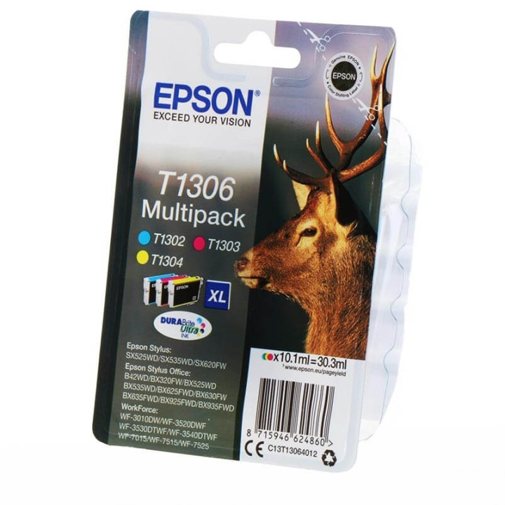 EPSON Bläck C13T13064012 T1306 Multipack, Hjort i gruppen DATORER & KRINGUTRUSTNING / Skrivare & Tillbehör / Bläck & Toner / Bläckpatroner / Epson hos TP E-commerce Nordic AB (C26762)