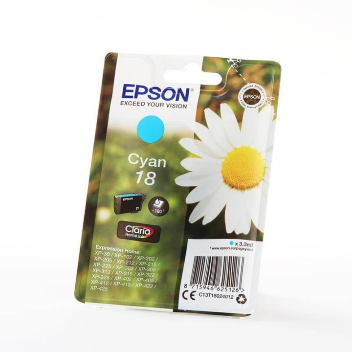 EPSON Bläck C13T18024012 18 Cyan, Daisy i gruppen DATORER & KRINGUTRUSTNING / Skrivare & Tillbehör / Bläck & Toner / Bläckpatroner / Epson hos TP E-commerce Nordic AB (C26775)