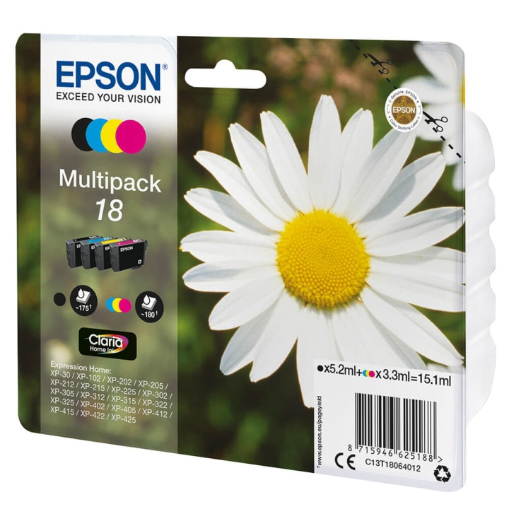 EPSON Bläck C13T18064012 18 Multipack, Daisy i gruppen DATORER & KRINGUTRUSTNING / Skrivare & Tillbehör / Bläck & Toner / Bläckpatroner / Epson hos TP E-commerce Nordic AB (C26777)