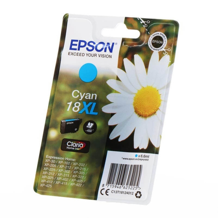 EPSON Bläck C13T18124012 18XL Cyan, Daisy i gruppen DATORER & KRINGUTRUSTNING / Skrivare & Tillbehör / Bläck & Toner / Bläckpatroner / Epson hos TP E-commerce Nordic AB (C26779)