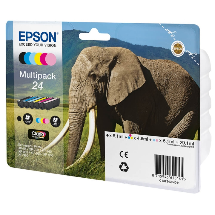 EPSON Bläck C13T24284011 24 Multipack, Elefant i gruppen DATORER & KRINGUTRUSTNING / Skrivare & Tillbehör / Bläck & Toner / Bläckpatroner / Epson hos TP E-commerce Nordic AB (C26782)
