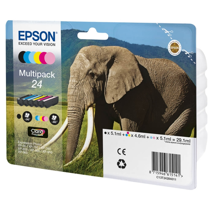 Epson Bläck C13T24284011 24 Multipack, Elefant i gruppen DATORER & KRINGUTRUSTNING / Skrivare & Tillbehör / Bläck & Toner / Bläckpatroner / Epson hos TP E-commerce Nordic AB (C26782)