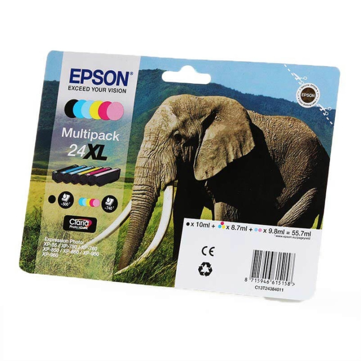 EPSON Bläck C13T24384011 24XL Multipack, Elefant i gruppen DATORER & KRINGUTRUSTNING / Skrivare & Tillbehör / Bläck & Toner / Bläckpatroner / Epson hos TP E-commerce Nordic AB (C26789)