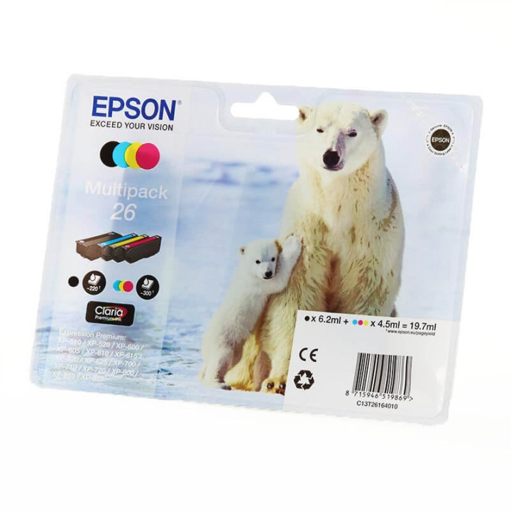 EPSON Bläck C13T26164010 26 Multipack, Isbjörn i gruppen DATORER & KRINGUTRUSTNING / Skrivare & Tillbehör / Bläck & Toner / Bläckpatroner / Epson hos TP E-commerce Nordic AB (C26791)