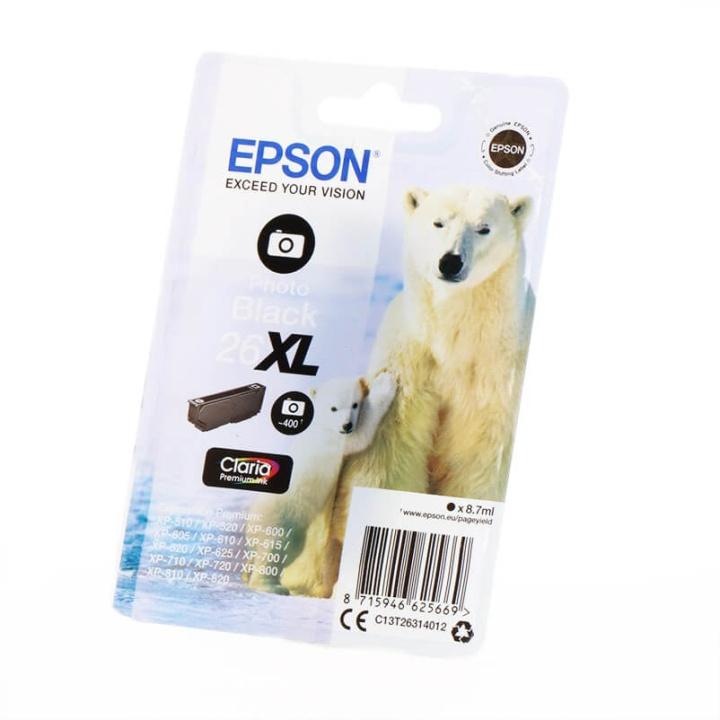 EPSON Bläck C13T26314012 26XL Fotosvart, Isbjörn i gruppen DATORER & KRINGUTRUSTNING / Skrivare & Tillbehör / Bläck & Toner / Bläckpatroner / Epson hos TP E-commerce Nordic AB (C26792)