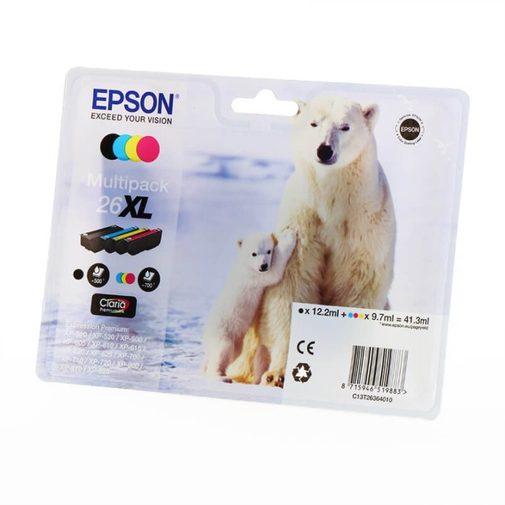 EPSON Bläck C13T26364010 26XL Multipack, Isbjörn i gruppen DATORER & KRINGUTRUSTNING / Skrivare & Tillbehör / Bläck & Toner / Bläckpatroner / Epson hos TP E-commerce Nordic AB (C26793)