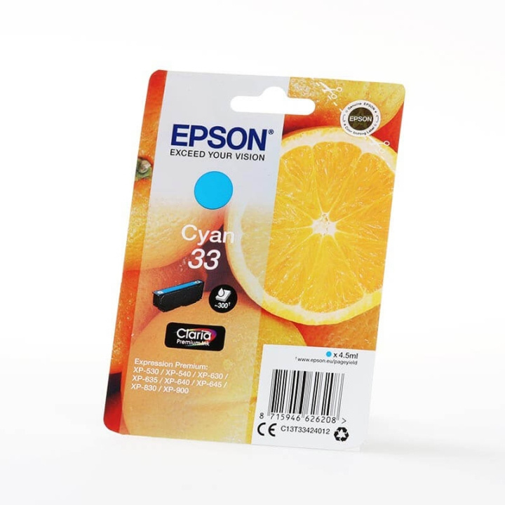 EPSON Bläck C13T33424012 33 Cyan, Oranges i gruppen DATORER & KRINGUTRUSTNING / Skrivare & Tillbehör / Bläck & Toner / Bläckpatroner / Epson hos TP E-commerce Nordic AB (C26819)