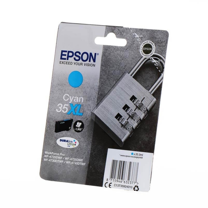 EPSON Bläck C13T35924010 35XL Cyan, Padlock i gruppen DATORER & KRINGUTRUSTNING / Skrivare & Tillbehör / Bläck & Toner / Bläckpatroner / Epson hos TP E-commerce Nordic AB (C26838)