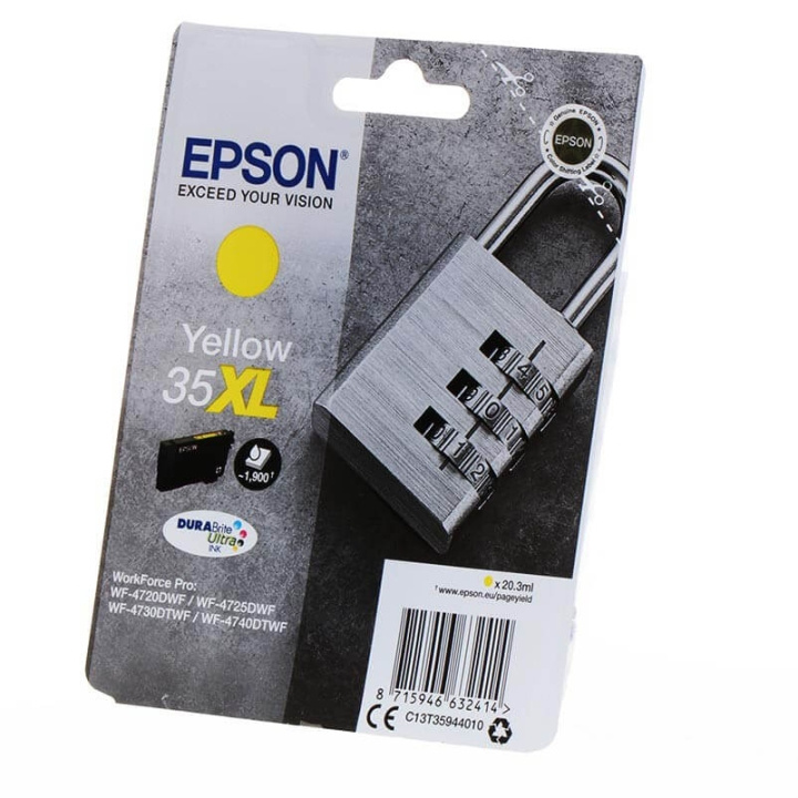 EPSON Bläck C13T35944010 35XL Gul, Padlock i gruppen DATORER & KRINGUTRUSTNING / Skrivare & Tillbehör / Bläck & Toner / Bläckpatroner / Epson hos TP E-commerce Nordic AB (C26840)