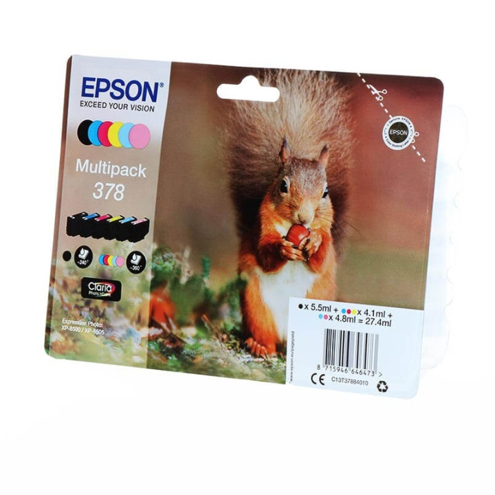 EPSON Bläck C13T37884010 378 Multipack, Ekorre i gruppen DATORER & KRINGUTRUSTNING / Skrivare & Tillbehör / Bläck & Toner / Bläckpatroner / Epson hos TP E-commerce Nordic AB (C26842)