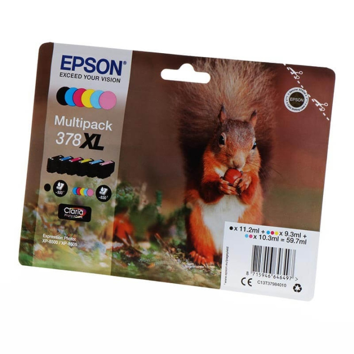 EPSON Bläck C13T37984010 378XL Multipack, Ekorre i gruppen DATORER & KRINGUTRUSTNING / Skrivare & Tillbehör / Bläck & Toner / Bläckpatroner / Epson hos TP E-commerce Nordic AB (C26844)