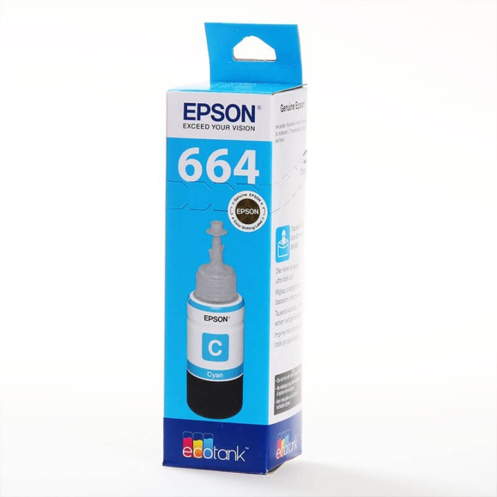 EPSON Bläck C13T664240 664 Cyan Ecotank i gruppen DATORER & KRINGUTRUSTNING / Skrivare & Tillbehör / Bläck & Toner / Bläckpatroner / Epson hos TP E-commerce Nordic AB (C26850)