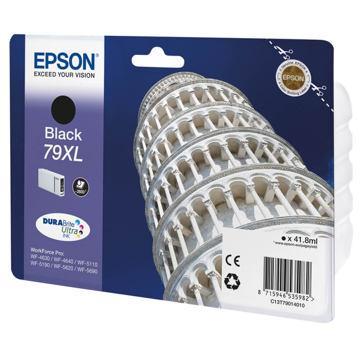 EPSON Bläck C13T79014010 79XL Svart, Tower of Pisa i gruppen DATORER & KRINGUTRUSTNING / Skrivare & Tillbehör / Bläck & Toner / Bläckpatroner / Epson hos TP E-commerce Nordic AB (C26869)