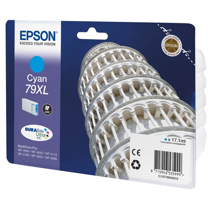 EPSON Bläck C13T79024010 79XL Cyan, Tower of Pisa i gruppen DATORER & KRINGUTRUSTNING / Skrivare & Tillbehör / Bläck & Toner / Bläckpatroner / Epson hos TP E-commerce Nordic AB (C26870)