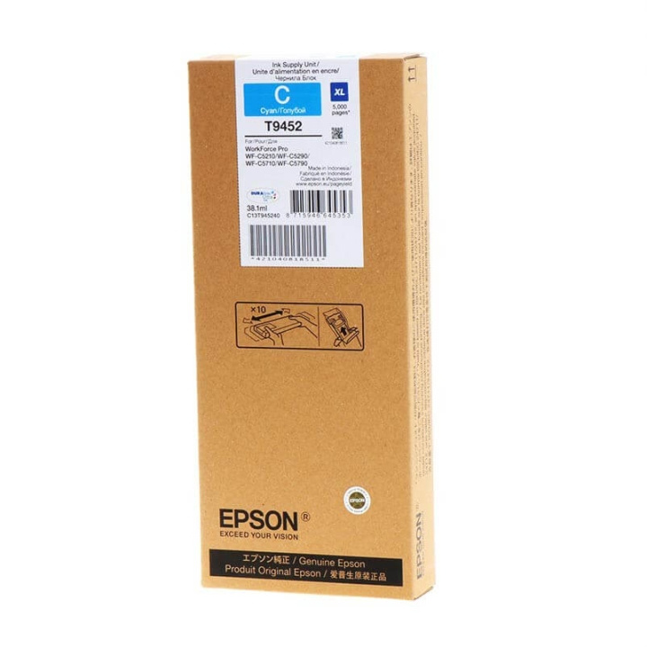 EPSON Bläck C13T945240 T9452 XL Cyan i gruppen DATORER & KRINGUTRUSTNING / Skrivare & Tillbehör / Bläck & Toner / Bläckpatroner / Epson hos TP E-commerce Nordic AB (C26885)