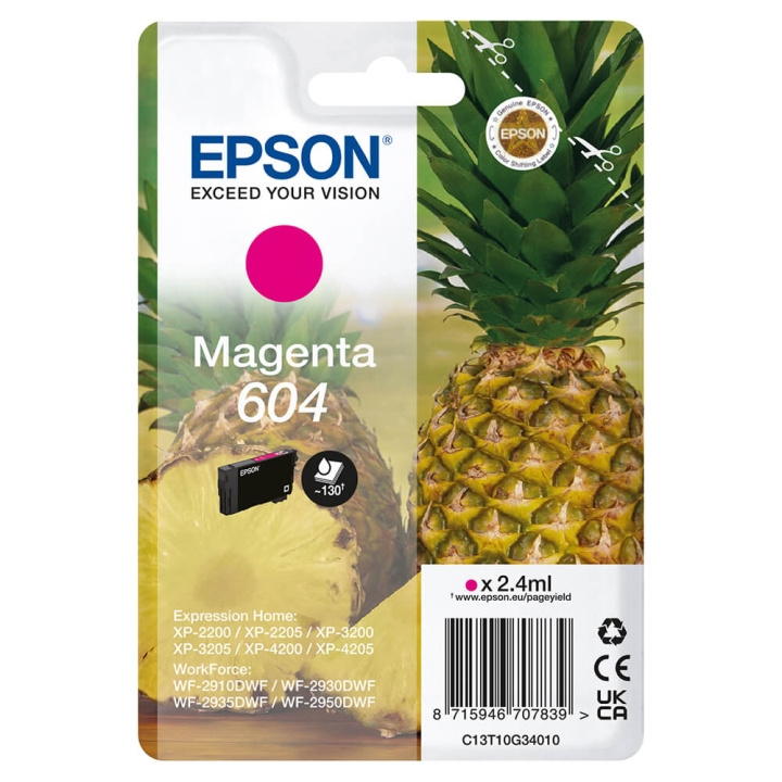 EPSON Bläck C13T10G34010 604 Magenta, Ananas i gruppen DATORER & KRINGUTRUSTNING / Skrivare & Tillbehör / Bläck & Toner / Bläckpatroner / Epson hos TP E-commerce Nordic AB (C26918)