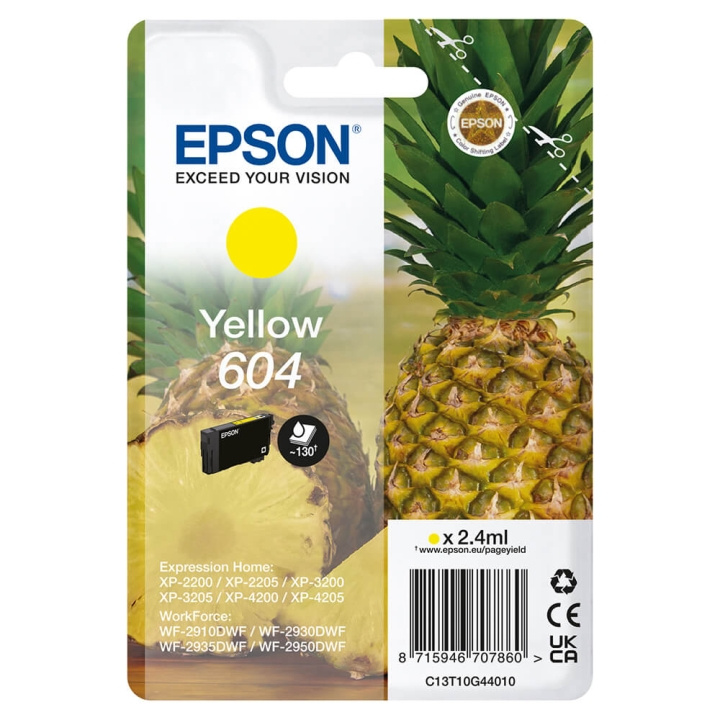 EPSON Bläck C13T10G44010 604 Gul, Ananas i gruppen DATORER & KRINGUTRUSTNING / Skrivare & Tillbehör / Bläck & Toner / Bläckpatroner / Epson hos TP E-commerce Nordic AB (C26919)