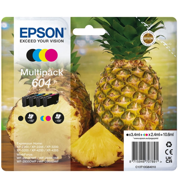 EPSON Bläck C13T10G64010 604 Multipack, Ananas i gruppen DATORER & KRINGUTRUSTNING / Skrivare & Tillbehör / Bläck & Toner / Bläckpatroner / Epson hos TP E-commerce Nordic AB (C26920)