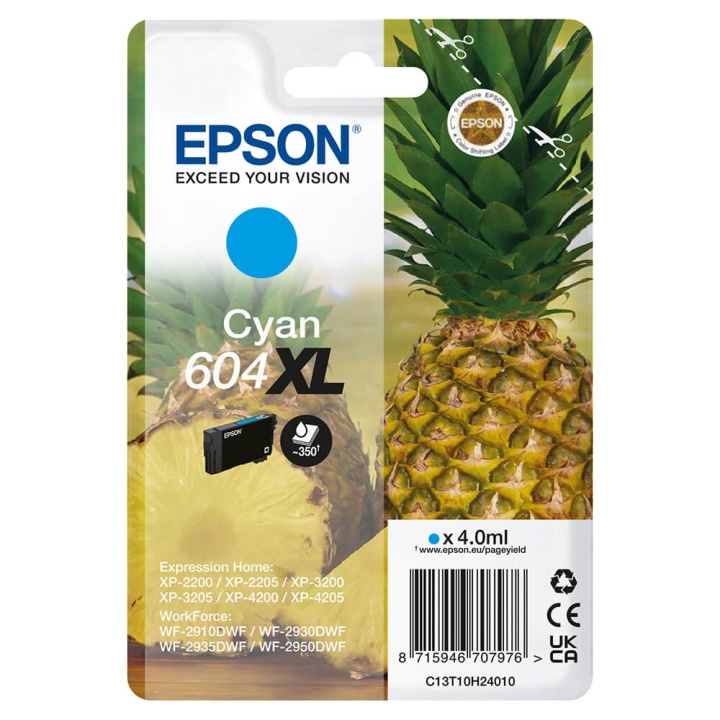 EPSON Bläck C13T10H24010 604XL Cyan, Ananas i gruppen DATORER & KRINGUTRUSTNING / Skrivare & Tillbehör / Bläck & Toner / Bläckpatroner / Epson hos TP E-commerce Nordic AB (C26922)