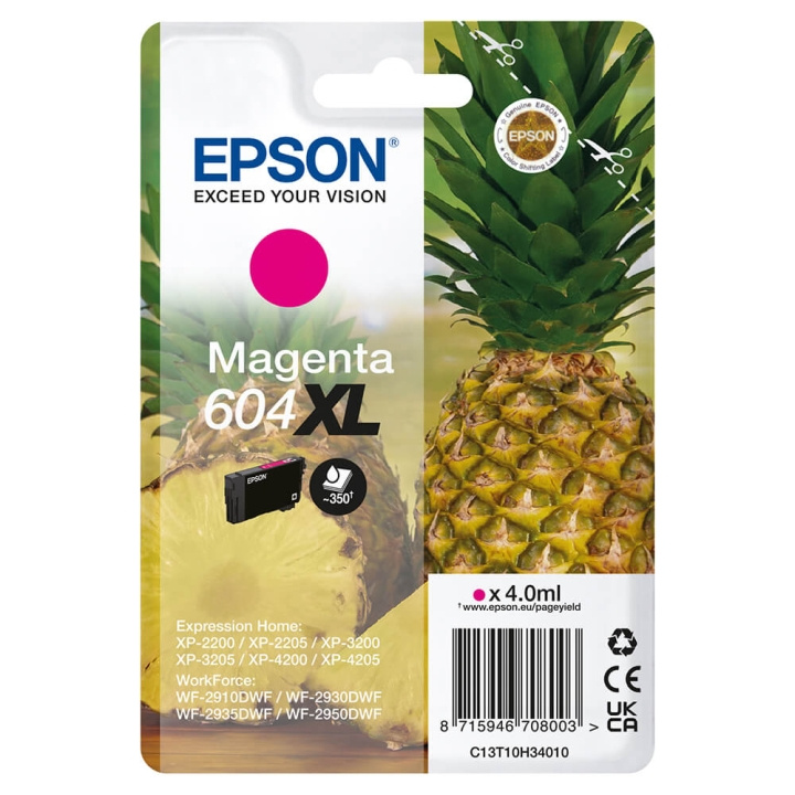 EPSON Bläck C13T10H34010 604XL Magenta, Ananas i gruppen DATORER & KRINGUTRUSTNING / Skrivare & Tillbehör / Bläck & Toner / Bläckpatroner / Epson hos TP E-commerce Nordic AB (C26923)