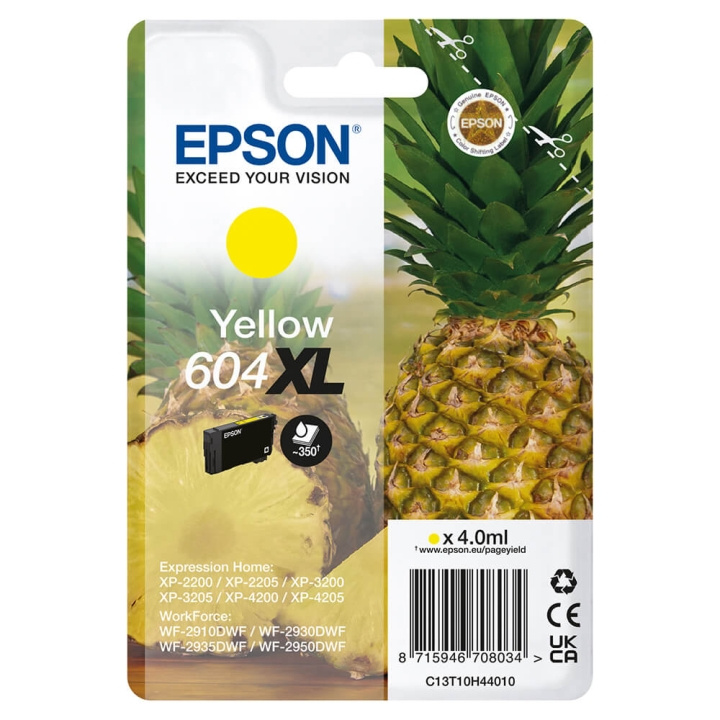 EPSON Bläck C13T10H44010 604XL Gul, Ananas i gruppen DATORER & KRINGUTRUSTNING / Skrivare & Tillbehör / Bläck & Toner / Bläckpatroner / Epson hos TP E-commerce Nordic AB (C26924)