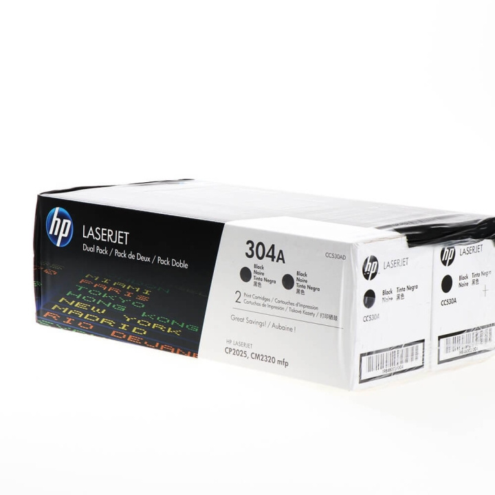 HP Toner CC530AD 304A Svart, 2-pack i gruppen DATORER & KRINGUTRUSTNING / Skrivare & Tillbehör / Bläck & Toner / Toner / HP hos TP E-commerce Nordic AB (C27095)