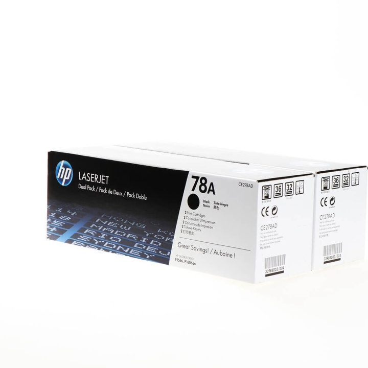 HP Toner CE278AD 78A Svart, 2-pack i gruppen DATORER & KRINGUTRUSTNING / Skrivare & Tillbehör / Bläck & Toner / Toner / HP hos TP E-commerce Nordic AB (C27122)