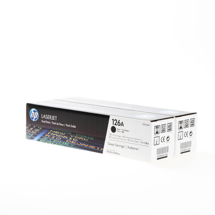 HP Toner CE310AD 126A Svart, 2-pack i gruppen DATORER & KRINGUTRUSTNING / Skrivare & Tillbehör / Bläck & Toner / Toner / HP hos TP E-commerce Nordic AB (C27126)