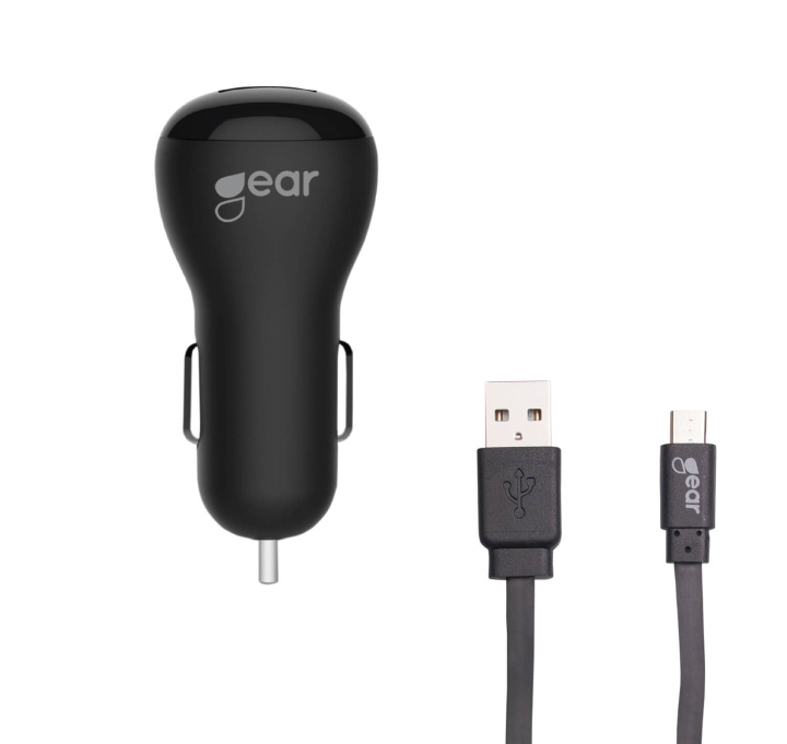 Gear Laddare 12-24V 1xUSB 1A svart MicroUSB babel platt 1m i gruppen DATORER & KRINGUTRUSTNING / Bärbara datorer & tillbehör / Datorladdare / Billaddare hos TP E-commerce Nordic AB (C28600)