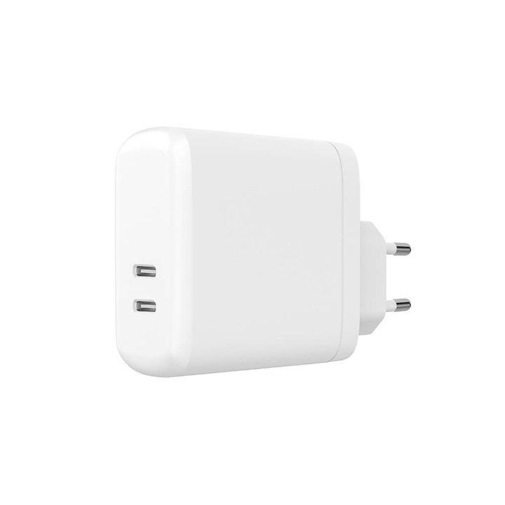 GEAR Laddare 220V 2xUSB-C PD 60W Vit i gruppen SMARTPHONE & SURFPLATTOR / Laddare & Kablar / Väggladdare / Väggladdare Typ C hos TP E-commerce Nordic AB (C28635)