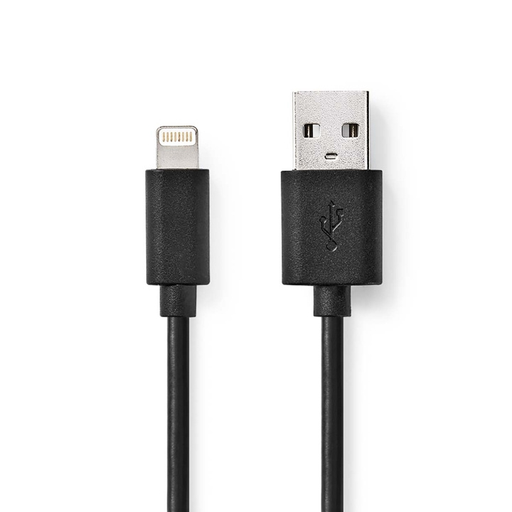 Nedis Lightning Kabel | USB 2.0 | Apple Lightning, 8-stifts | USB-A Hane | 480 Mbps | Nickelplaterad | 2.00 m | Rund | PVC | Svart | Label i gruppen SMARTPHONE & SURFPLATTOR / Laddare & Kablar / Kablar / Kablar Lightning hos TP E-commerce Nordic AB (C29311)