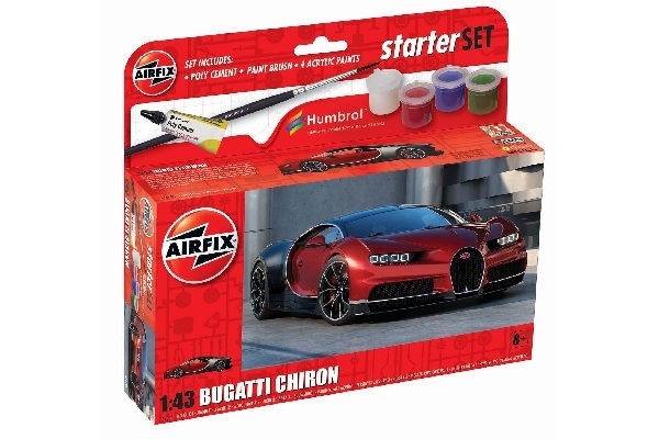 AIRFIX Small Starter Set 1:43 Bugatti Chiron, new i gruppen SPORT, FRITID & HOBBY / Hobby / Plastmodeller / Bilar hos TP E-commerce Nordic AB (C29543)