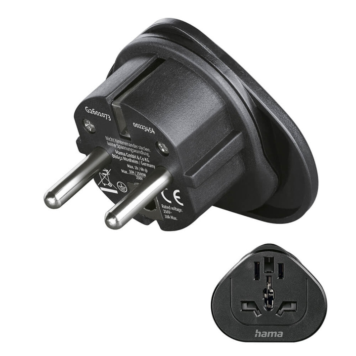 Hama Traveladapter Type E/F Universal World-EU Black i gruppen HEM, HUSHÅLL & TRÄDGÅRD / El & Belysning / Reseadaptrar hos TP E-commerce Nordic AB (C30234)