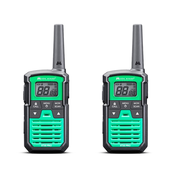 Midland Walkie Talkie XT30 Pro Svart/Grön i gruppen SPORT, FRITID & HOBBY / Friluftsliv / Walkie talkie hos TP E-commerce Nordic AB (C30403)