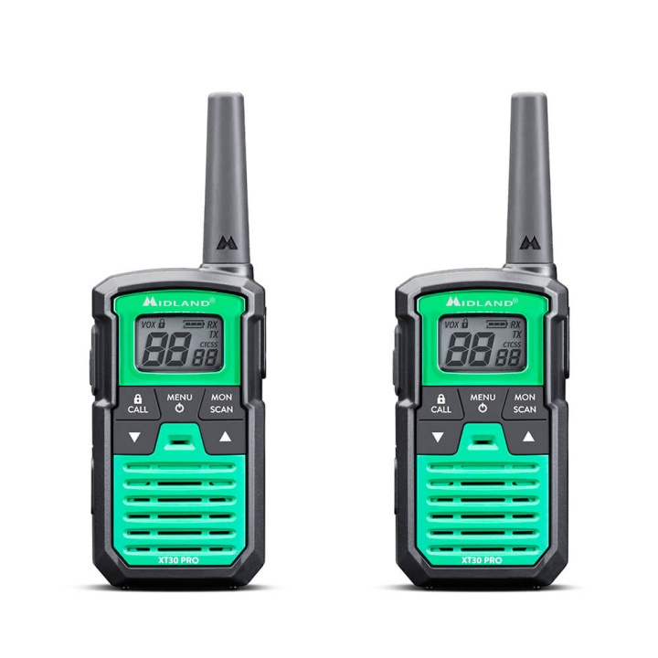 MIDLAND Walkie Talkie XT30 Pro Svart/Grön i gruppen SPORT, FRITID & HOBBY / Friluftsliv / Walkie talkie hos TP E-commerce Nordic AB (C30403)