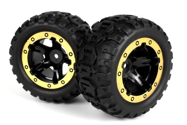 BLACKZON Slyder MT Wheels/Tires Assembled (Black/Gold) i gruppen LEKSAKER, BARN- & BABYPRODUKTER / Radiostyrt / Reservdelar & Extra Tillbehör / Blackzon hos TP E-commerce Nordic AB (C30766)