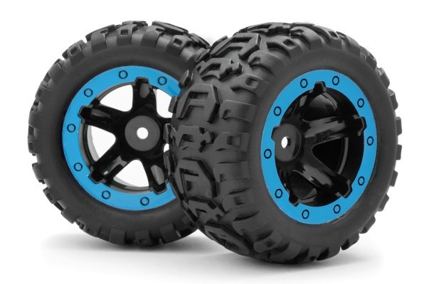 BLACKZON Slyder MT Wheels/Tires Assembled (Black/Blue) i gruppen LEKSAKER, BARN- & BABYPRODUKTER / Radiostyrt / Reservdelar & Extra Tillbehör / Blackzon hos TP E-commerce Nordic AB (C30772)