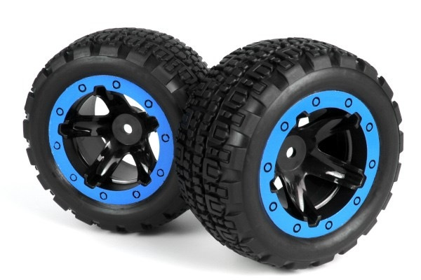 BLACKZON Slyder ST Wheels/Tires Assembled (Black/Blue) i gruppen LEKSAKER, BARN- & BABYPRODUKTER / Radiostyrt / Reservdelar & Extra Tillbehör / Blackzon hos TP E-commerce Nordic AB (C30773)