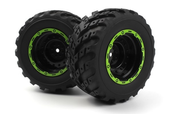 BLACKZON Smyter MT Wheels/Tires Assy (Black/Green/2pcs) i gruppen LEKSAKER, BARN- & BABYPRODUKTER / Radiostyrt / Reservdelar & Extra Tillbehör / Blackzon hos TP E-commerce Nordic AB (C30835)