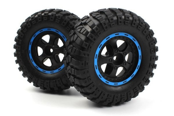 BLACKZON Smyter Desert Wheels/Tires Assembled (Black/Blue/2 i gruppen LEKSAKER, BARN- & BABYPRODUKTER / Radiostyrt / Reservdelar & Extra Tillbehör / Blackzon hos TP E-commerce Nordic AB (C30838)