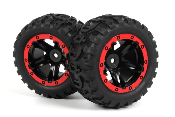 BLACKZON Slyder MT Wheels/Tires Assembled (Black/Red) i gruppen LEKSAKER, BARN- & BABYPRODUKTER / Radiostyrt / Reservdelar & Extra Tillbehör / Blackzon hos TP E-commerce Nordic AB (C30843)