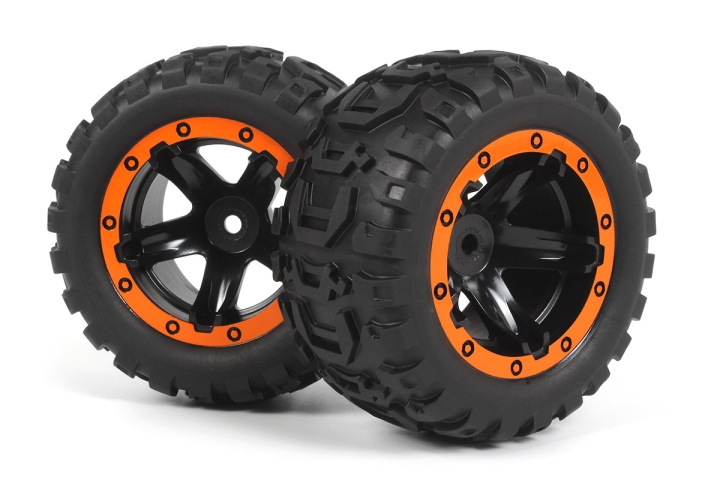 BLACKZON Slyder MT Wheels/Tires Assembled (Black/Orange) i gruppen LEKSAKER, BARN- & BABYPRODUKTER / Radiostyrt / Reservdelar & Extra Tillbehör / Blackzon hos TP E-commerce Nordic AB (C30844)