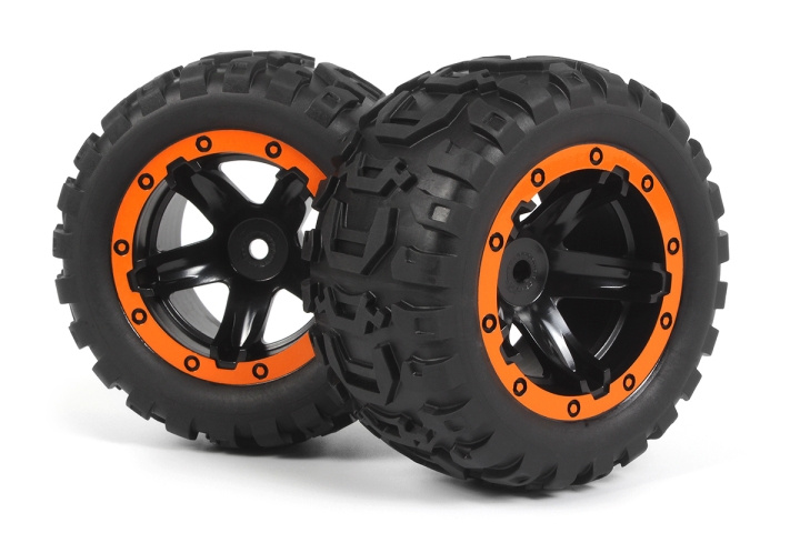 BLACKZON Slyder MT Wheels/Tires Assembled (Black/Orange) | LEKSAKER, BARN- & BABYPRODUKTER - Radiostyrt - Reservdelar & Extra Tillbehör - Blackzon | GameStuff